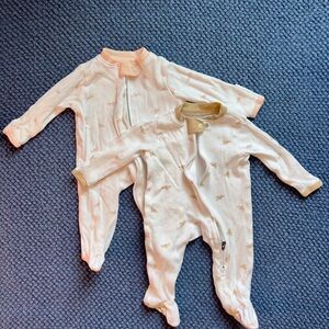 Burt's Bees Pink and Tan Baby Footies Bundle